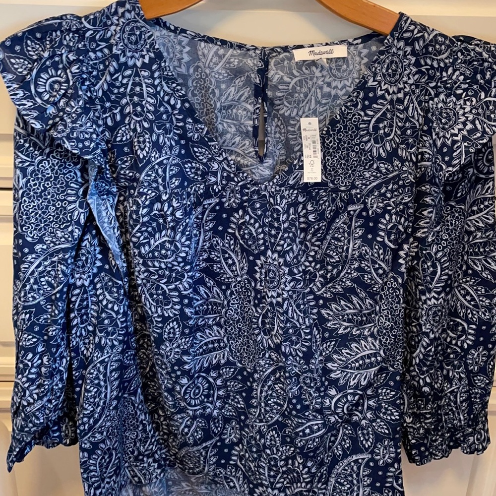 Madewell paisley garden v-neck blouse